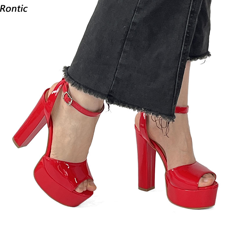 Peep Toe Heels - Rontic – sandales d'été à plateforme