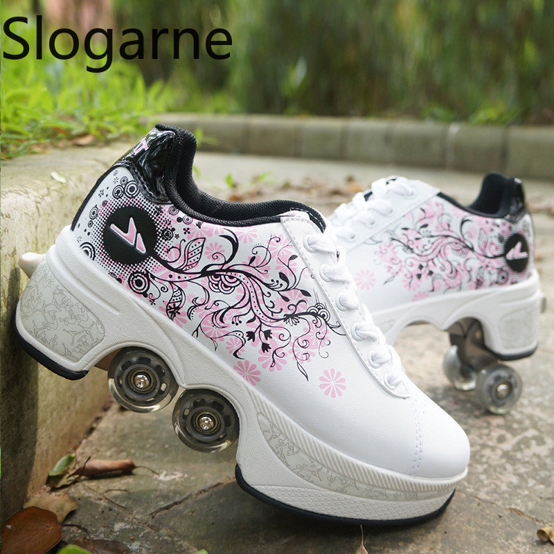 Women'S Shoes Running Sports - Femmes 4 roues déformation patins à
