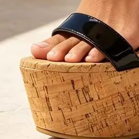 Cork Wedge Sandal - Sandales mules à plateforme pour femmes,