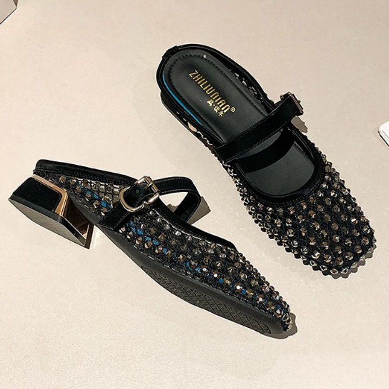 Maille strass talon épais Mule - Women Shoes Sandals avis et prix