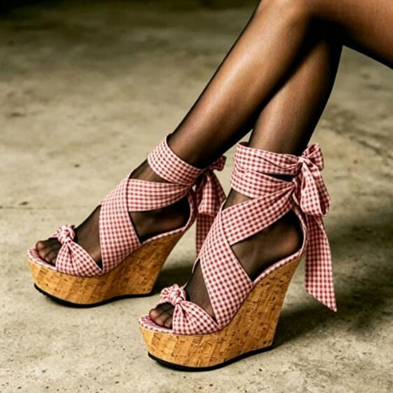 Sandales compensées en soie à  - Cork Wedge Sandal avis et prix