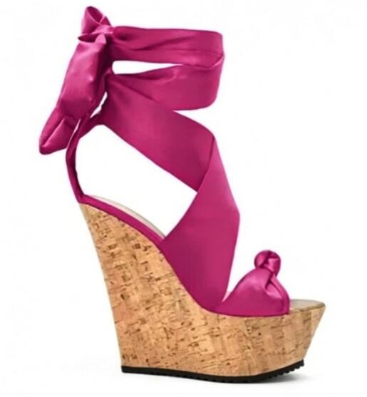Sandales compensées en soie à  - Cork Wedge Sandal avis et prix